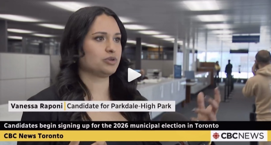 CBC News Toronto interviews Vanessa Raponi, candidate for Parkdale-High Park, on candidates signing up for the 2026 municipal election